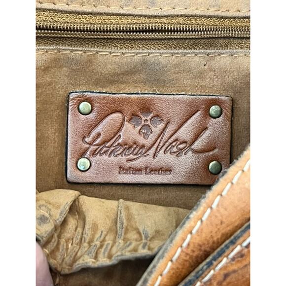 Patricia Nash Barcellona Saddle Bag Burnished Tooled Italian Brown Leather - Picture 3 of 11